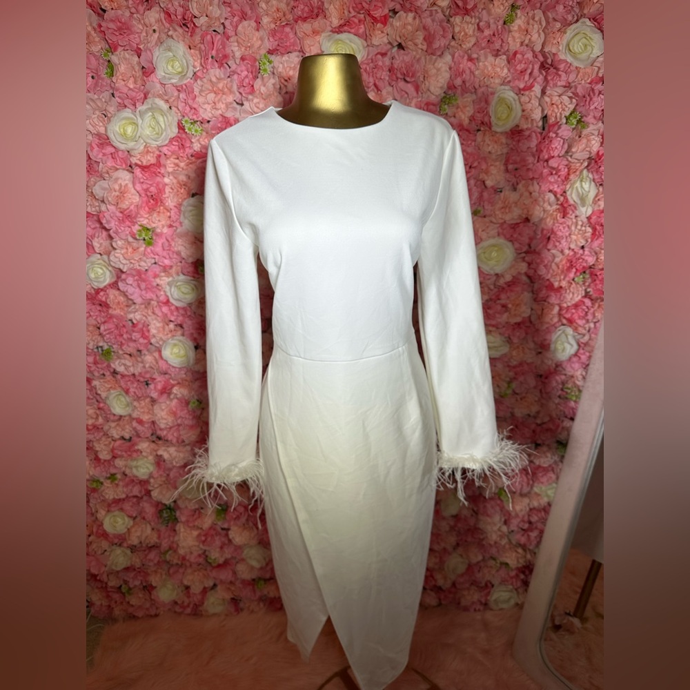 Amazon White Sheath Long Sleeve Dress